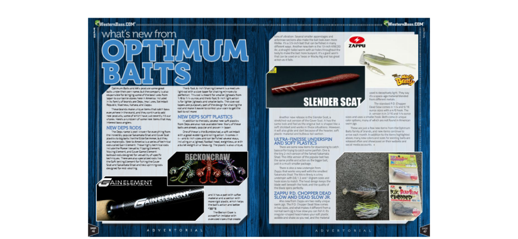 What's new 2025 - Optimum Baits on Westernbass.com Magazine Winter 2025